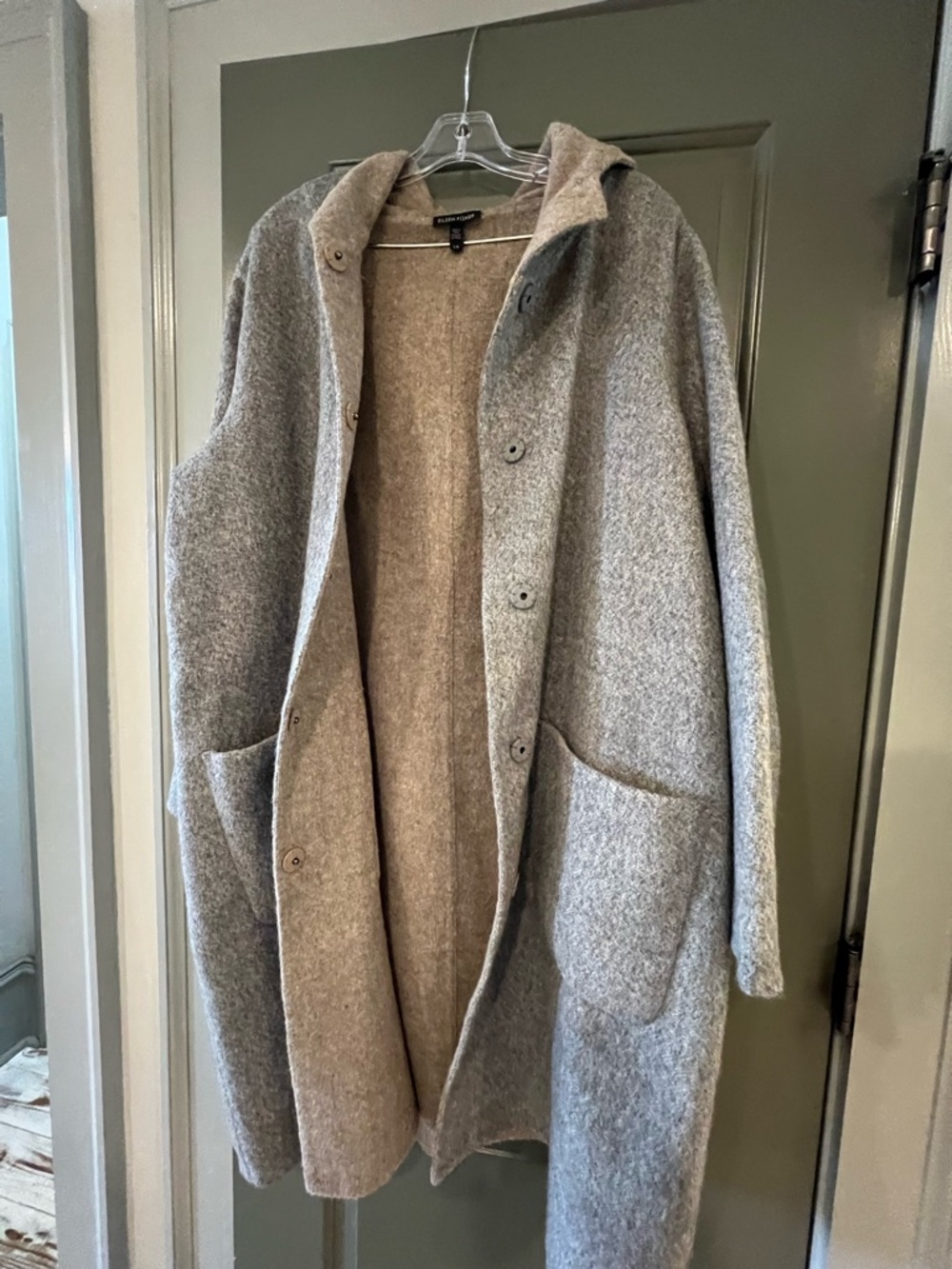 Eileen Fisher Baby Alpaca Wool Oversized Hooded Coat
